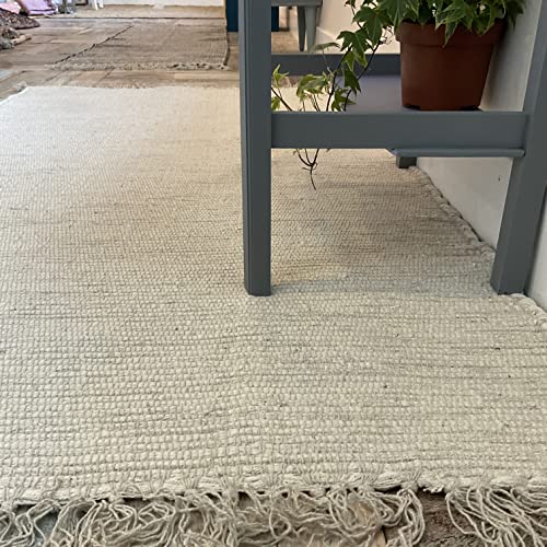 Second Nature Online Natural Hush Teppich aus weicher Baumwolle in gedeckter Creme, handgewebt und GoodWeave zertifiziert, extra groß, 180 cm x 270 cm von Second Nature Online