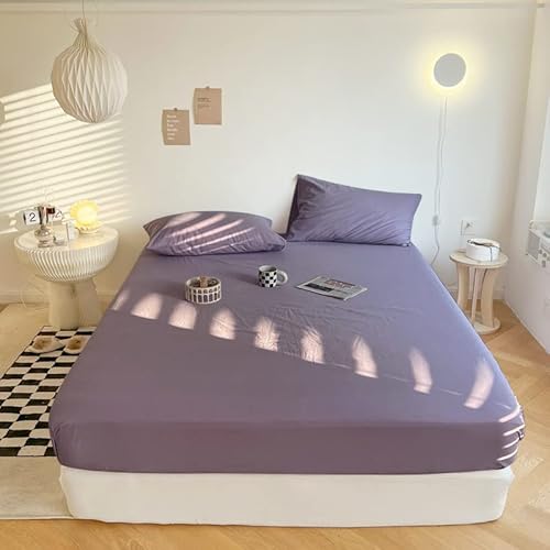 Sedefen Jersey Premium Spannbettlaken 180x200cm Boxspringbett Topper Mikrofaser Superweiches Leintuch Bettlaken Spannbetttuch Violett für Matratze bis 30 cm hohe von Sedefen