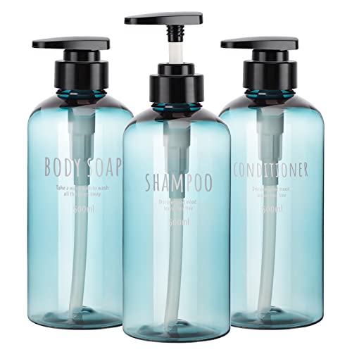 Segbeauty Shampoo-Flaschen mit Pumpe, leere nachfüllbare Duschflasche, 473 ml, 3 Stück, 500 ml, Kunststoff, wiederverwendbar, Quetschlotionspender für Shampoo und Conditioner, Duschgel, Flüssigseife, von Segbeauty
