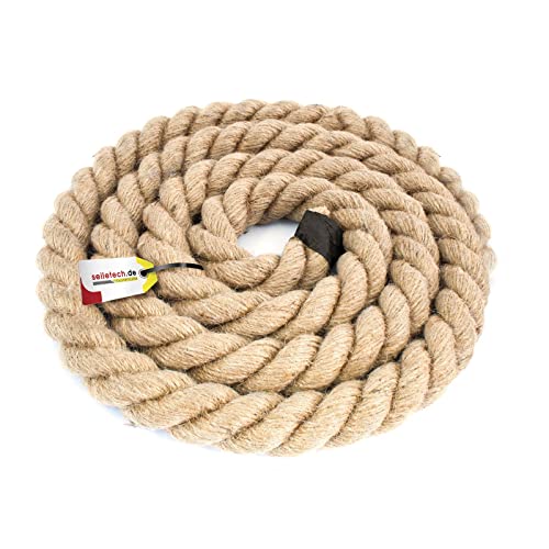 Seiletech.de JUTESEIL | 10m | 30mm Stark | Naturfasern Absperrseil Jute Tauwerk gedreht Tau Seil Tauziehen DIY Dekoration Deko Seil Braun von Seiletech.de