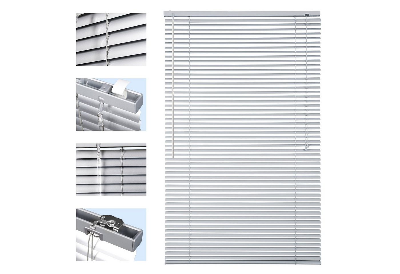 Jalousie Aluminium-Jalousie ohne Bohren, Klemmfix-Jalousie für fenster, Sekey, freihängend, 25mm Alu-Lamellen, mit Bohren, inklusive Montagematerial von Sekey