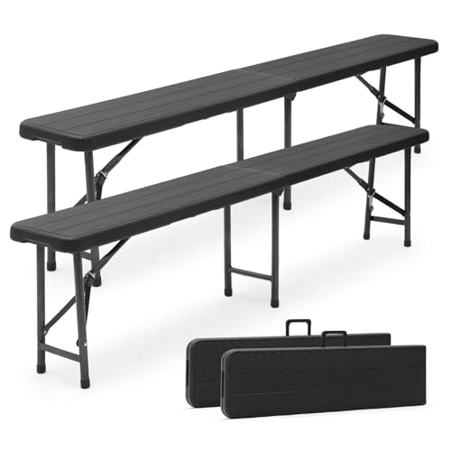 Sekey 2er Set Kunststoff Klappbank Bierbank 181 x 26 x 42 cm, Faltbar Biergarten Campingbank Gartenbank Klappbar Bierbänke Sitzbank bis 300kg Belastbar, Schwarz Sekey 2er Set Kunststoff Klappbank Bierbank 181 x 26 x 42 cm, Faltbar Biergarten Campingbank Gartenbank Klappbar Bierbänke Sitzbank bis 300kg Belastbar, Schwarz von Sekey