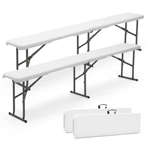 Sekey 2er Set Kunststoff Klappbank Bierbank 182 x 28 x 43 cm, Faltbar Biergarten Campingbank Gartenbank Klappbar Bierbänke Sitzbank bis 300kg Belastbar, Weiß Sekey 2er Set Kunststoff Klappbank Bierbank 182 x 28 x 43 cm, Faltbar Biergarten Campingbank Gartenbank Klappbar Bierbänke Sitzbank bis 300kg Belastbar, Weiß von Sekey