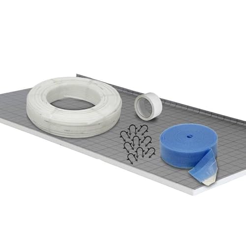 Fußbodenheizung Warmwasser Set 80m² Tackersystem 30 mm Faltplatte PE-RT Rohr VA10 Zubehör von Selfio