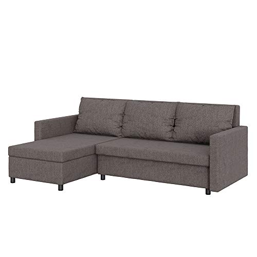 Selsey SELEFER - Ecksofa/Schlafsofa mit Ottomane und Bettkasten, 216 cm breit (Dunkelgrau) von Selsey