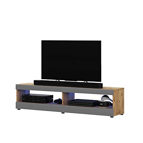 Selsey Viansola - TV-Lowboard hängend/stehend in Eiche Matt/Grau Hochglanz mit LED, 100 cm Selsey Viansola - TV-Lowboard hängend/stehend in Eiche Matt/Grau Hochglanz mit LED, 100 cm von Selsey