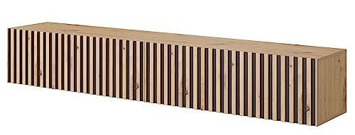 Selsey TV Schrank Board Sideboard Fernsehtisch Fernsehschrank 175 cm Hängend Artisan Eiche Schwarz Mit Lamellierter Front Telire Selsey TV Schrank Board Sideboard Fernsehtisch Fernsehschrank 175 cm Hängend Artisan Eiche Schwarz Mit Lamellierter Front Telire von Selsey