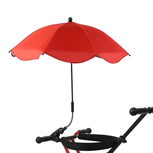 Sempoda Clip-Regenschirme für Outdoor-Stühle, 26 Zoll UPF 50 Stuhlschirm mit Universalklemme, Tragbarer Regenschirm auf Terrassenstuhl, Strandkorb, Kinderwagen, Sportstuhl, Rollstuhl und Wagen(Rot) von Sempoda