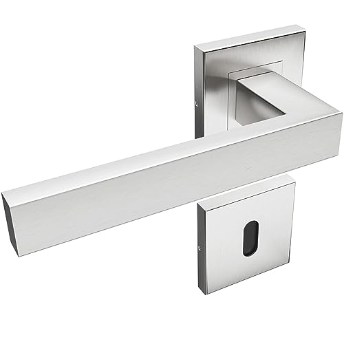 Sempro XAVIER Türbeschlag Zimmertür Set, Elegante Türgriffe Innentüren Ideal für Büro und Wohnräume, Türdrückergarnitur Edelstahl matt gebürstet, Door Handle mit BB Buntbart Rosetten von Sempro