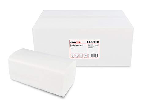 Semy Top Papierhandtuch, 2-lagig, ZZ/V Falz, 25x21 cm, weiß, 1er Pack (1 x 4000 Stück), ST-88060 von SemyTop
