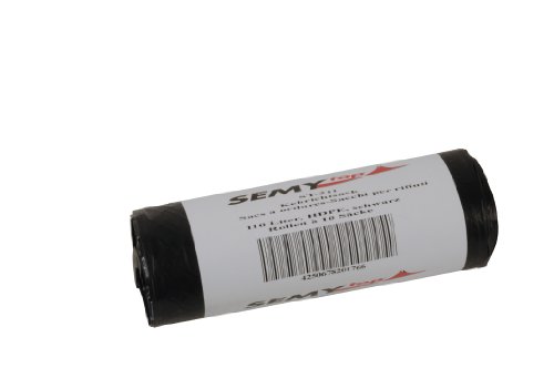 Semy Top HDPE Kehrichtsack, 360 + 340 x 1100 mm, circa 110 L, schwarz / 1-seitig bedruckt, mit PP-Band, 10er Pack (10 x 20 Stück) von SemyTop