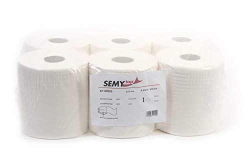 Semy Top Handtuchrolle, Innenabwicklung 20 cm, 1 lagig, hochweiß, 1er Pack (1 x 6 Stück) von SemyTop
