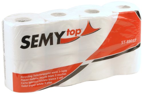 Semy Top Toilettenpapier 3 lagig 250 Blatt Recycling weiß, 7er Pack (7 x 8 Stück) von SemyTop