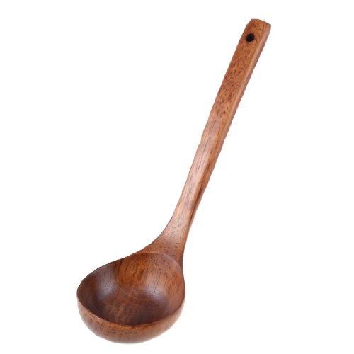 Senmubery Kueche Kochen Gerader Griff aus Holz Suppe Loeffel Schoepfkelle 11" Lang von Senmubery