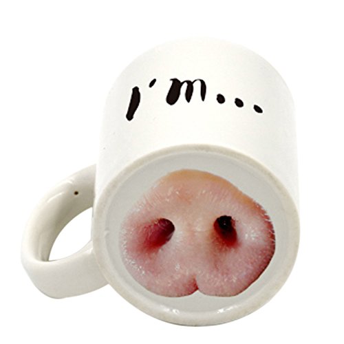 Senmubery Lustige Hund Schwein Nase Becher Tasse Kreative Keramik Mark Getraenke Lachen Tee Kaffeetassen Schwein Nase von Senmubery