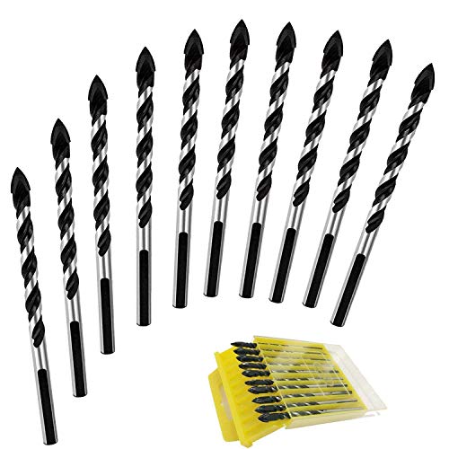 Senmubery Mehrzweckbohrer, 10-teiliges 6 mm Multi-Material-Bohrer-Set zum Bohren in Fliesen, Glas, Beton, Ziegel, und Kunststoff, Wolframkarbid-Spitzen-Bohrer-Set von Senmubery