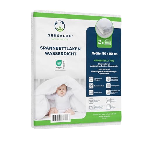 Sensalou Inkontinenz Spannbettlaken wasserdicht Doppelpack weiß - 50x90 cm 2X Set von Sensalou