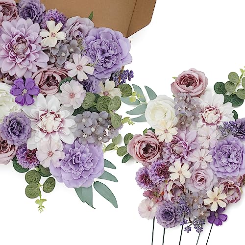 Senseya Künstliche Blumen Combo Box Blume Blatt mit Stielen für DIY Hochzeit Sträuße Braut Dusche Mittelstücke Party Dekorationen von Senseya