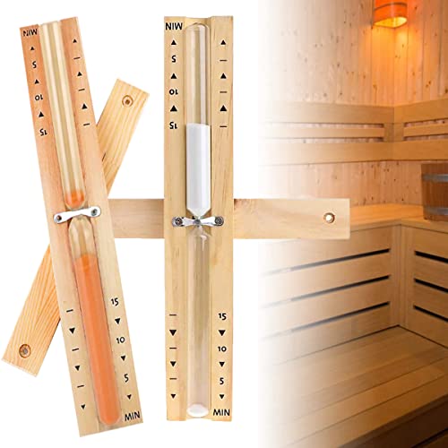 Senteen 2 Stück Sauna Sanduhr Zubehör 15 Minuten Hitzebeständig Sanduhr Sauna aus Holz Sauna Uhr Timing Sanduhr Sauna mit Rotationsfunktion von Senteen