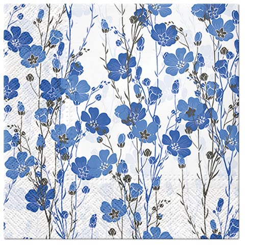 20 Servietten Blaue Blumenkette | Blumen | Sommer | Tischdeko 33x33cm von Servietten Blumen