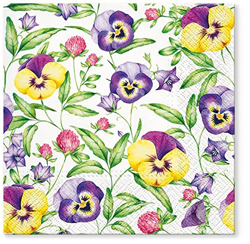 20 Servietten Stiefm?tterchen in der Bl?tezeit | Blumen | Blätter | Garten | floral | Blumenmotiv | Frühling | Sommer | Ostern | Tischdeko 33x33cm von Servietten Blumen