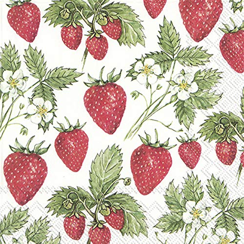 20 Servietten K?stlich, rote Erdbeeren | Garten | Sommer 33x33cm von Servietten Essen und Trinken