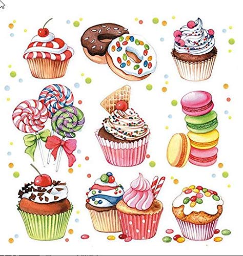 20 Servietten K?stliche Süßigkeiten | Muffin | Donut | Dessert | Essen | Geburtstag 33x33cm von Servietten Essen und Trinken