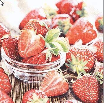 20 Servietten Liebe für Erdbeeren als Tischdeko 33x33cm von Servietten Essen und Trinken