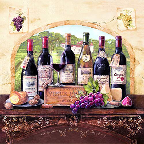20 Servietten Weinprobe | Rotwein | Getränke | Frankreich 33x33cm von Servietten Essen und Trinken