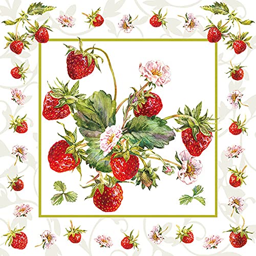 20 Servietten Zahlreiche Erdbeeren | Essen | Frühling | Sommer 33x33cm von Servietten Essen und Trinken