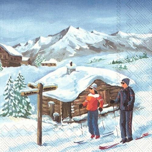 20 Servietten An der Skihütte | Winter | Weihnachten | Tischdeko 33x33cm von Servietten Weihnachten