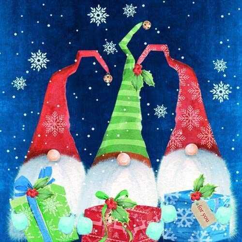 20 Servietten Drei Wichtel mit Geschenke | Weihnachten | Tischdeko 33x33cm von Servietten Weihnachten