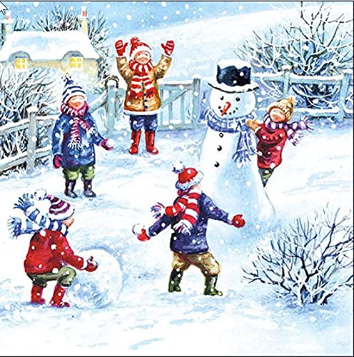 20 Servietten Kinder haben Spa? im Schnee | Winter | Weihnachten | Tischdeko 33x33cm von Servietten Weihnachten