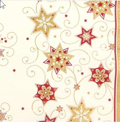 20 Servietten Stars and Swirls Gold Sterne & Wirbel Gold/Weihnachten/Ornamente 33x33cm von Servietten Weihnachten