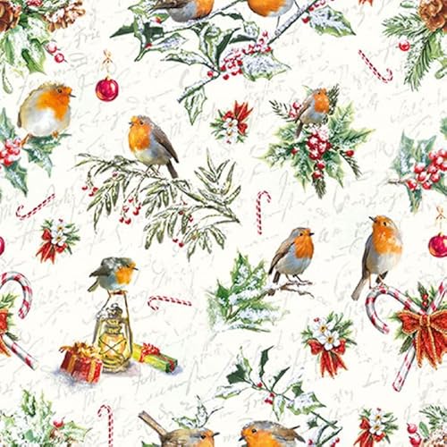 20 Servietten Viele Vögel in Weihnachtsstimmung | Winter | Weihnachten 33x33cm von Servietten Weihnachten