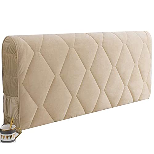 Kopfteilbezug 160/180/200, Bett Kopfteil Bezug Bettkopfteil Hussen Bettkopfteil Husse/Bezug/überzug Abdeckungen Für Schlafzimmer Elastischer Samt Material Verdicken,Beige-200cm von SetSailW