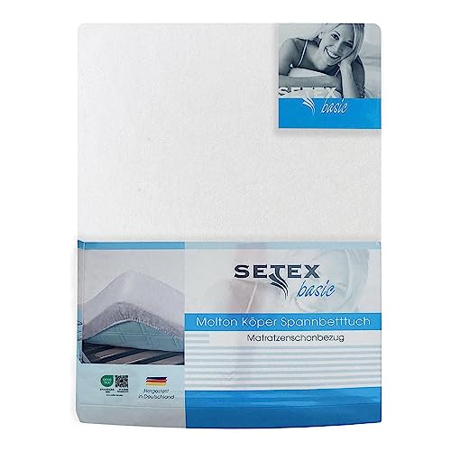 SETEX Molton Köper Matratzenschutz, 140 x 200 cm, Matratzenschoner aus 100 % Baumwolle, Basic, Weiß von SETEX