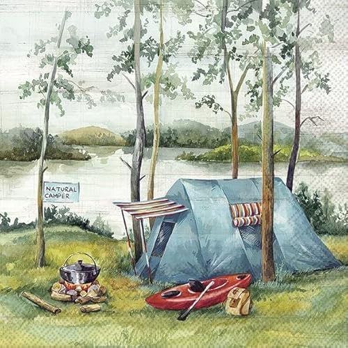 20 Servietten Camping im Sommer Urlaub 33x33 cm von Setita