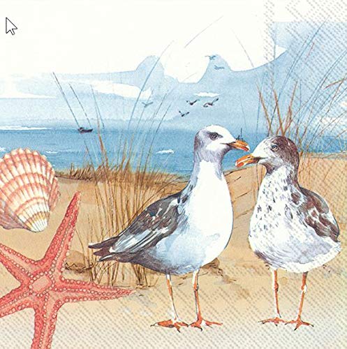 20 Servietten Möwe am Strand Meer 33x33 von Setita