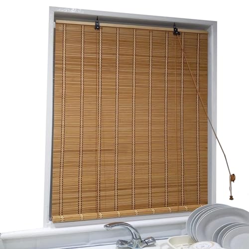 Retro Bambus Rollo Bambusrollo Bambus Jalousie Seitenzugrollo,Lichtfilter-Rollo Raffrollo Vorhang,Fenster Rollo aus Bambus für Innen Sichtschutz Sonnenschutz,für Terrasse/Küche (180cm x 260cm) von Sh000ad