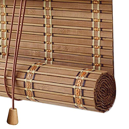 Retro Bambusrollo Blickdicht,60% Verdunkelungsrollo Bambus Jalousine Raffrollo,Natur Holzrollos,Sonnenschutz und Sichtschutz Rollo Seitenzugrollo Für Fenster und Türen,Anpassbar (90x240cm/36x95in) von Sh000ad