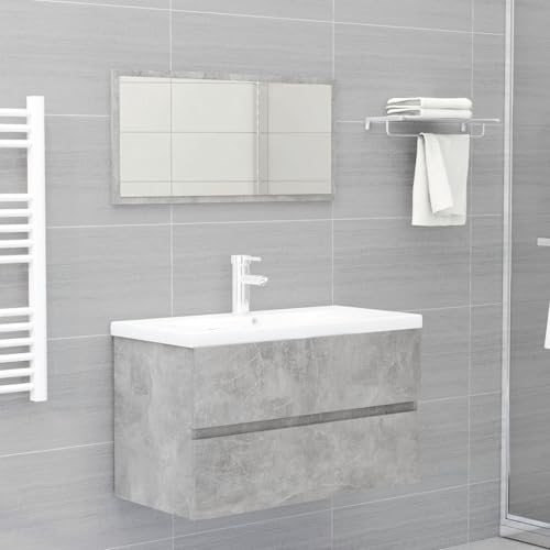 ShGaxin 2-TLG. Badmöbel-Set, Badezimmer Möbel, Waschtisch Set, Bad Möbel, Betongrau Spanplatte ShGaxin 2-TLG. Badmöbel-Set, Badezimmer Möbel, Waschtisch Set, Bad Möbel, Betongrau Spanplatte von ShGaxin