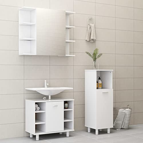ShGaxin 3-TLG. Badmöbel-Set, Badezimmer Möbel, Waschtisch Set, Unterschrank, Weiß Spanplatte ShGaxin 3-TLG. Badmöbel-Set, Badezimmer Möbel, Waschtisch Set, Unterschrank, Weiß Spanplatte von ShGaxin