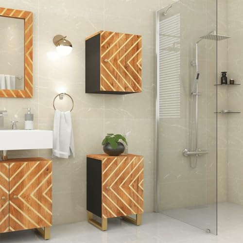ShGaxin Badmöbel Wandschrank Massivholz mit braunem und schwarzem Griff Waschtisch Unterschrank 356803 ShGaxin Badmöbel Wandschrank Massivholz mit braunem und schwarzem Griff Waschtisch Unterschrank 356803 von ShGaxin