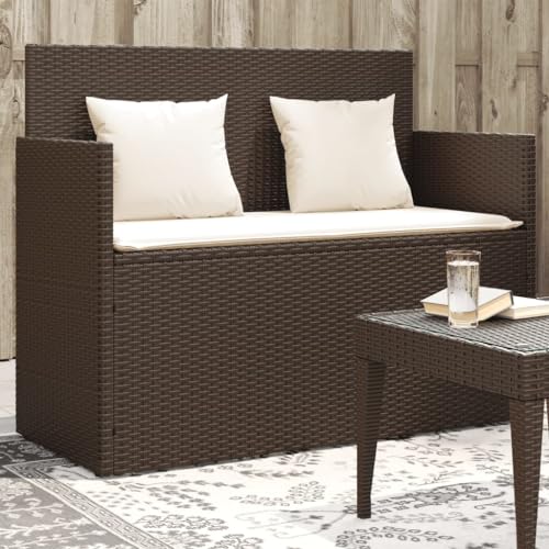 ShGaxin Gartenbank mit Kissen Braun Poly Rattan, Outdoor Bank, Parkbank, Garten Banken, Deko Bank, Gartenmöbel, Terrassenmöbel, Wetterfeste Bank - 365762 von ShGaxin