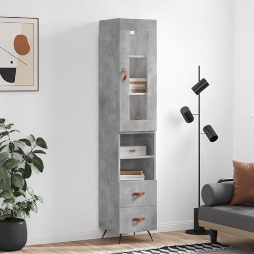 ShGaxin Highboard Betongrau 34,5x34x180 cm Holzwerkstoff, Sideboard Wohnzimmer, Schlafzimmer Kommode, Bücherschrank, Wohnzimmerschrank, Hochschrank, Wohnschrank - 3199277 von ShGaxin