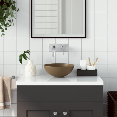 ShGaxin Waschbecken Keramik Mattcreme Rund, Aufsatzwaschbecken, Bathroom Sink, Waschtisch, Aufsatzbecken, Ablaufgarnitur - 146985 ShGaxin Waschbecken Keramik Mattcreme Rund, Aufsatzwaschbecken, Bathroom Sink, Waschtisch, Aufsatzbecken, Ablaufgarnitur - 146985 von ShGaxin