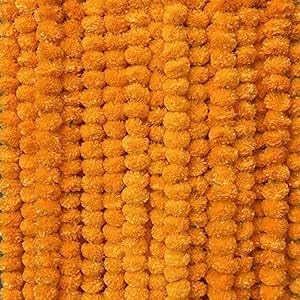 Shah Crafts Künstliche dunkelorange Ringelblumengirlanden 5 Fuß lang, für Partys, indische Hochzeiten, indische Themendekorationen, Innendekoration, Foto-Requisite, Diwali, (Pack of 1) von Shah Crafts