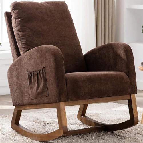 Shally Dogan Schaukelstuhl aus Stoff mit Gestell aus strapazierfähigem Holz, ergonomischer Relax-Stuhl Deluxe Premium Schaukelstuhl, ideal für Wohnzimmer, Schlafzimmer, Büro, Kinderzimmer, Wohnzimmer Shally Dogan Schaukelstuhl aus Stoff mit Gestell aus strapazierfähigem Holz, ergonomischer Relax-Stuhl Deluxe Premium Schaukelstuhl, ideal für Wohnzimmer, Schlafzimmer, Büro, Kinderzimmer, Wohnzimmer von Shally Dogan