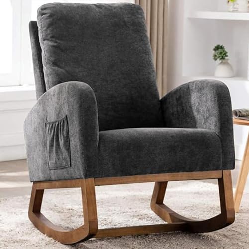 Shally Dogan Schaukelstuhl aus Stoff mit Gestell aus strapazierfähigem Holz, ergonomischer Relax-Stuhl Deluxe Premium Schaukelstuhl, ideal für Wohnzimmer, Schlafzimmer, Büro, Kinderzimmer, Wohnzimmer Shally Dogan Schaukelstuhl aus Stoff mit Gestell aus strapazierfähigem Holz, ergonomischer Relax-Stuhl Deluxe Premium Schaukelstuhl, ideal für Wohnzimmer, Schlafzimmer, Büro, Kinderzimmer, Wohnzimmer von Shally Dogan